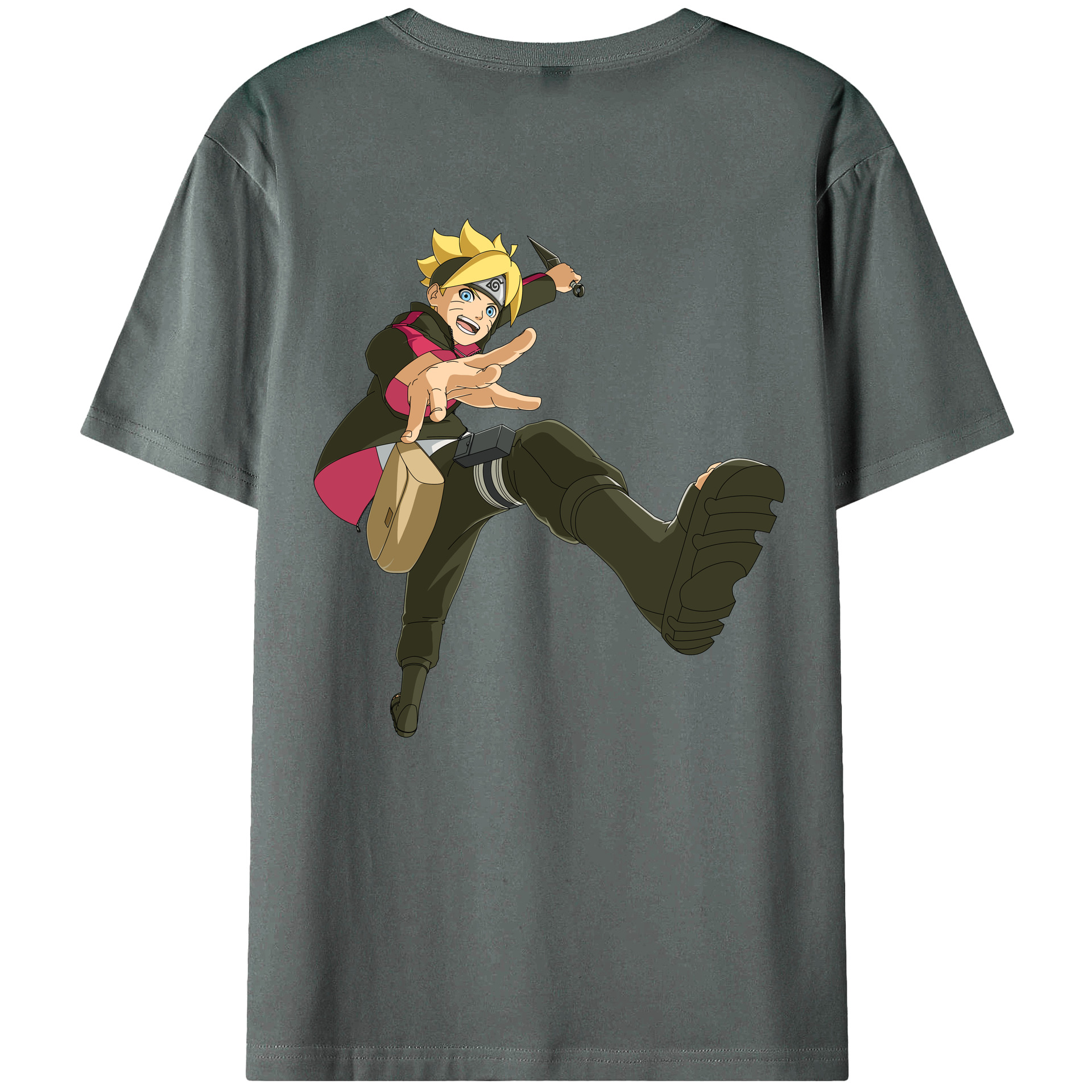（画像用） NARUTO -ナルト- うずまき ボルト Uzumaki Boruto 綿100％ メンズ半袖Tシャツ（バックプリント） 通気性